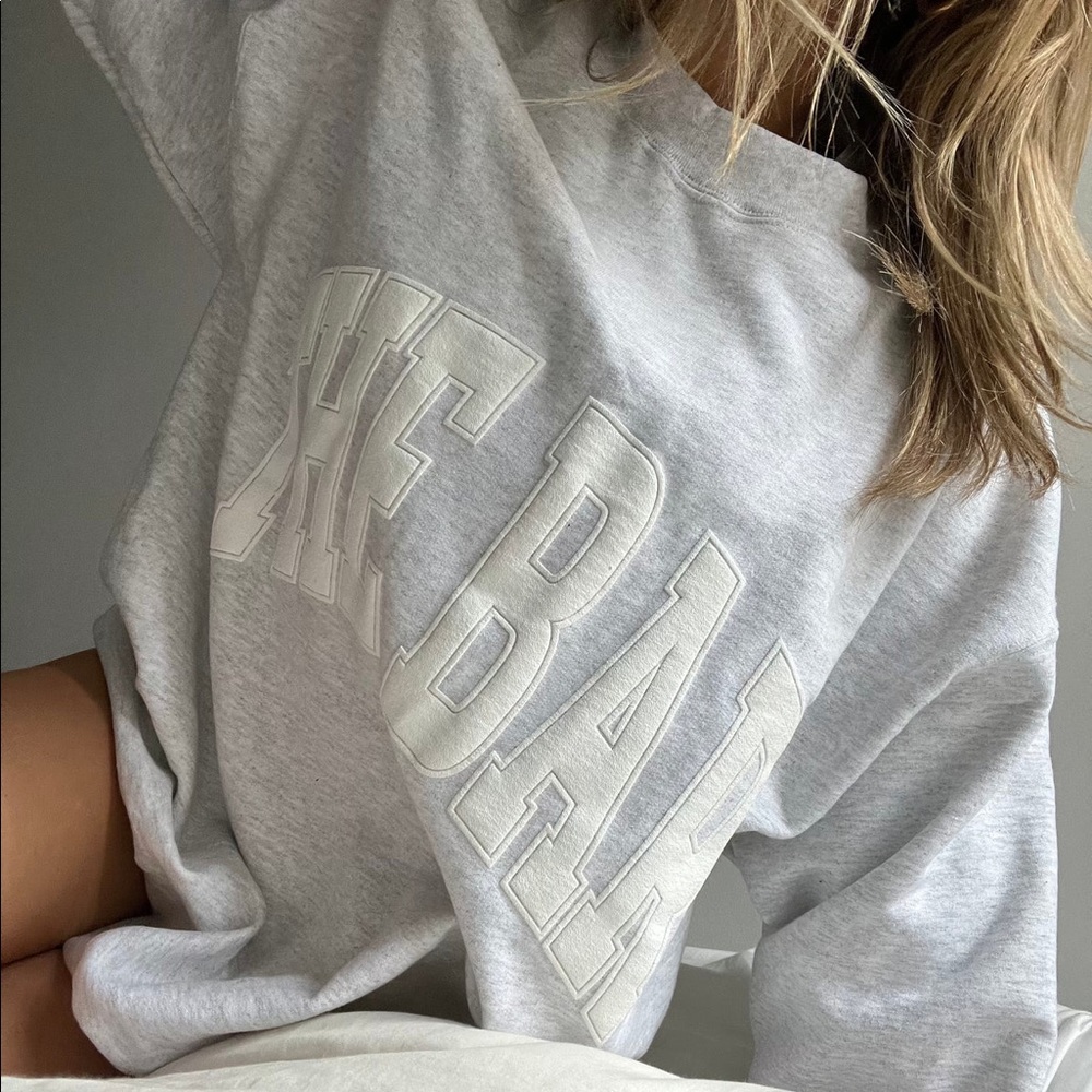 The Bar Varsity Sweatshirt Light Heather Grey Size Medium